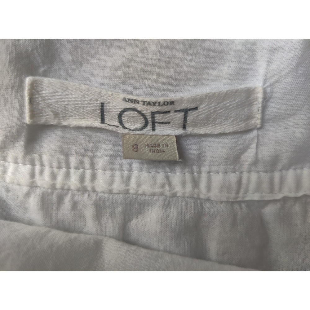 Ann Taylor Loft Women's 8 White 100% Cotton Lined‎ Skirt Side Zip Lightweight - Picture 4 of 5